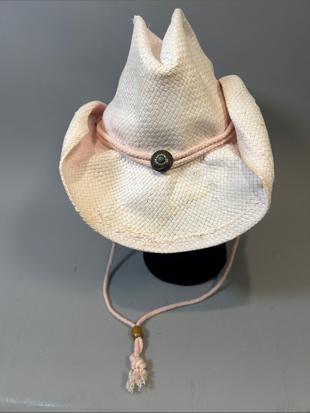Lot of 4 Women’s Straw Fashion Cowboy Hats- Pink 2 (small/med) White & Turquoise - Picture 14 of 17